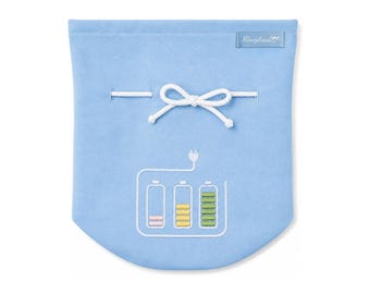 Storage chargers charging cable bag cable organizer blue 21 x 18 cm embroidery 100% cotton Fairtrade Ringelsuse office bag organizer