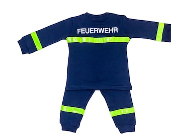 Schlafanzug Kinder Feuerwehrmann Feuerwehr Kinderschlafanzug Jungen blau Jungs Kostüm Kinderkostüm Baumwolle Pyjama Kinderpyjama zweiteilig