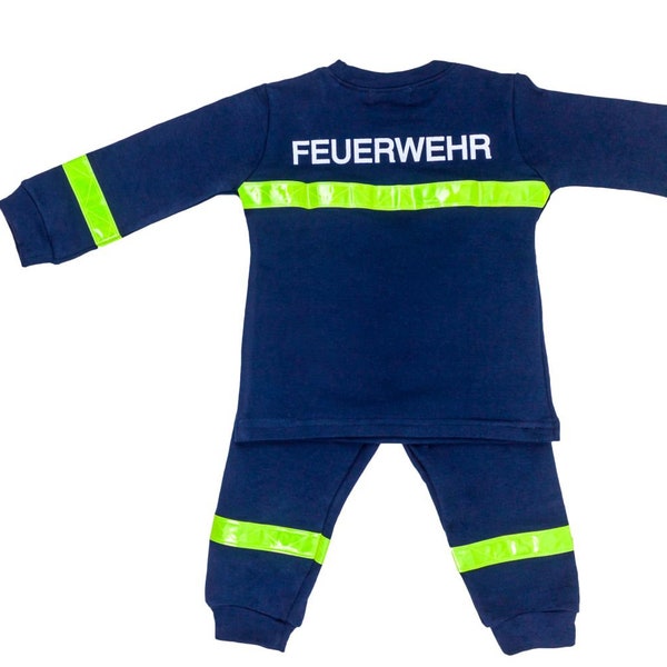 Schlafanzug Kinder Feuerwehrmann Feuerwehr Kinderschlafanzug Jungen blau Jungs Kostüm Kinderkostüm Baumwolle Pyjama Kinderpyjama zweiteilig