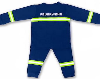 Schlafanzug Kinder Feuerwehrmann Feuerwehr Kinderschlafanzug Jungen blau Jungs Kostüm Kinderkostüm Baumwolle Pyjama Kinderpyjama zweiteilig