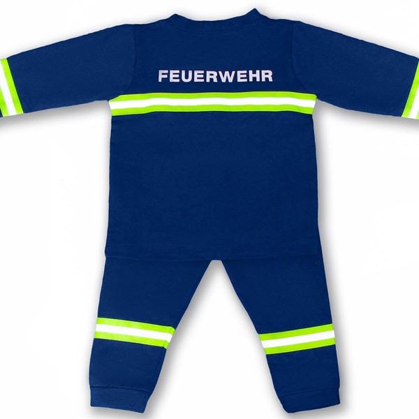 Schlafanzug Kinder Feuerwehrmann Feuerwehr Kinderschlafanzug Jungen blau Jungs Kostüm Kinderkostüm Baumwolle Pyjama Kinderpyjama zweiteilig