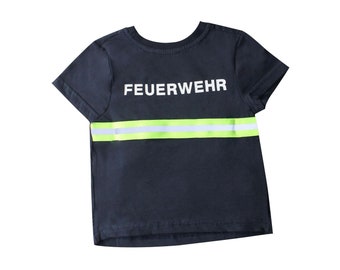 Fire Department T-Shirt Shirt Boys Children 80-122 Dark Blue Cotton Fireman Boy