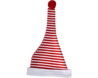 Baby pointed hat, gnome hat, beanie hat, pom-pom hat, baby hat, red and white striped, stripes, pom-pom, cotton, girls, boys, children, toddlers