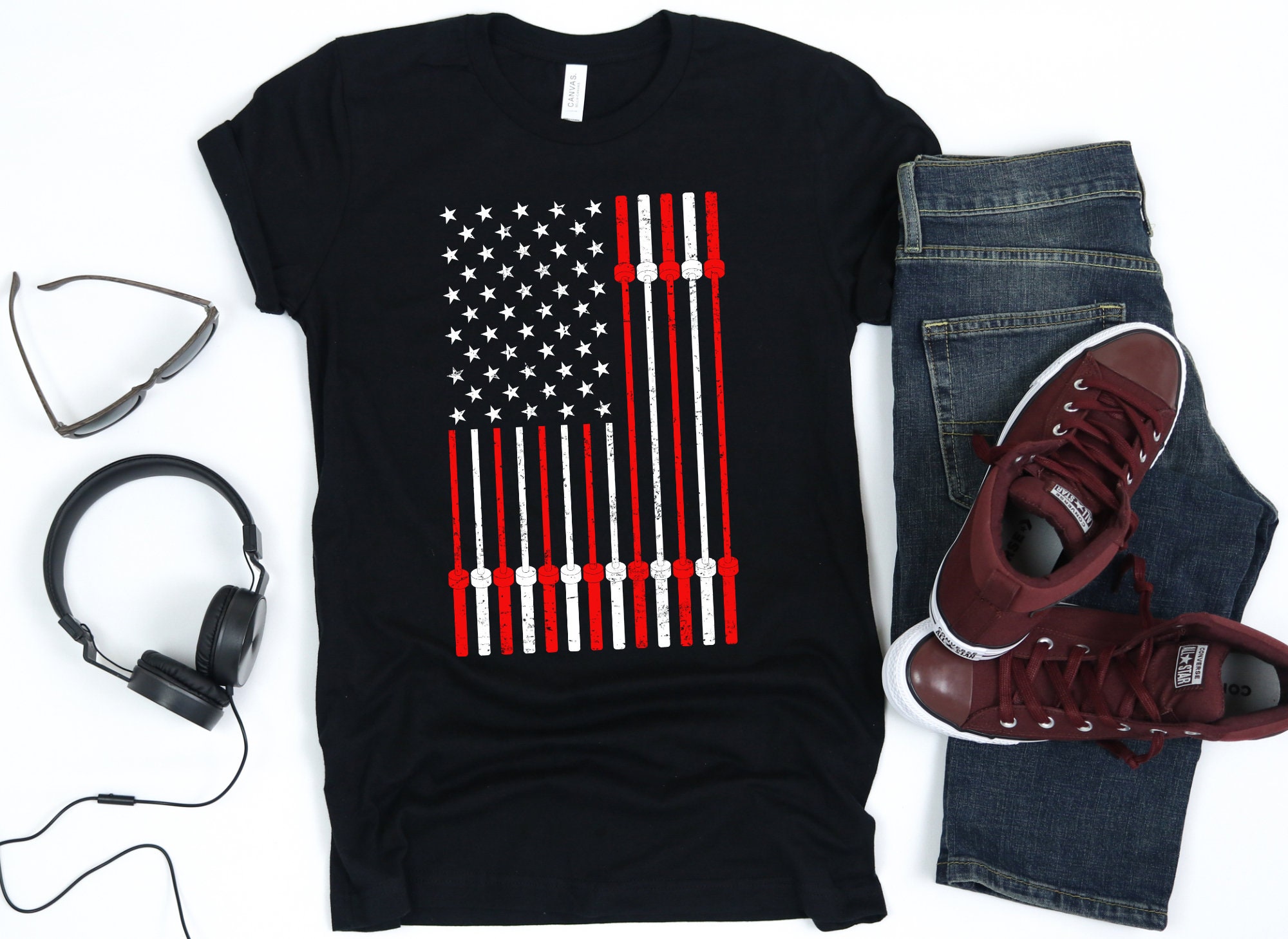barbell flag shirt