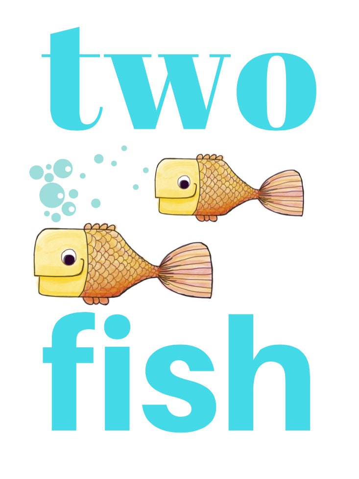 One Fish Two Fish Three Fish Nursery Wall Art Printable Etsy