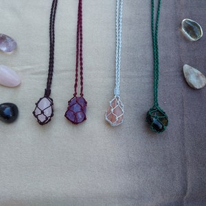 handmade macrame crystal holder necklace-empty stone basket necklace-handmade crystal pouch cage necklace- Interchangeable Without Stone