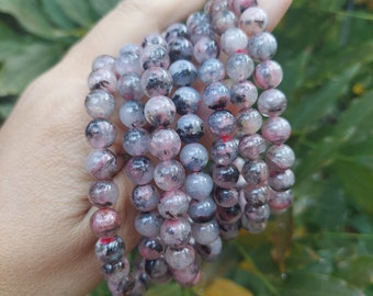 rhodonite crystal bracelet- one of a kind jewelry-healing crystal bracelet-good energy jewelry-gift for her-gift for him-stretch bracelet