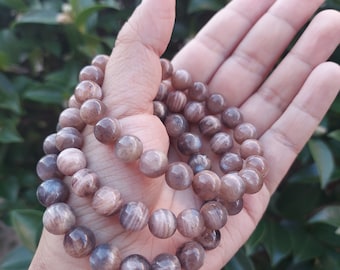 black moonstone bracelet- unique pattern bracelet -healing crystal - black sunstone jewelry- black sunstone bracelet- natural stone crystal