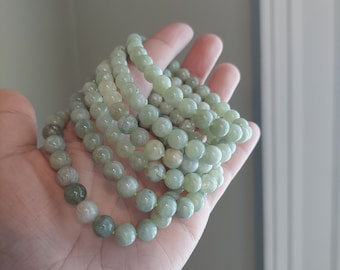 green jade crystal bracelet- one of a kind jewelry-healing crystal bracelet-good energy jewelry-gift for her-gift for him-stretch bracelet