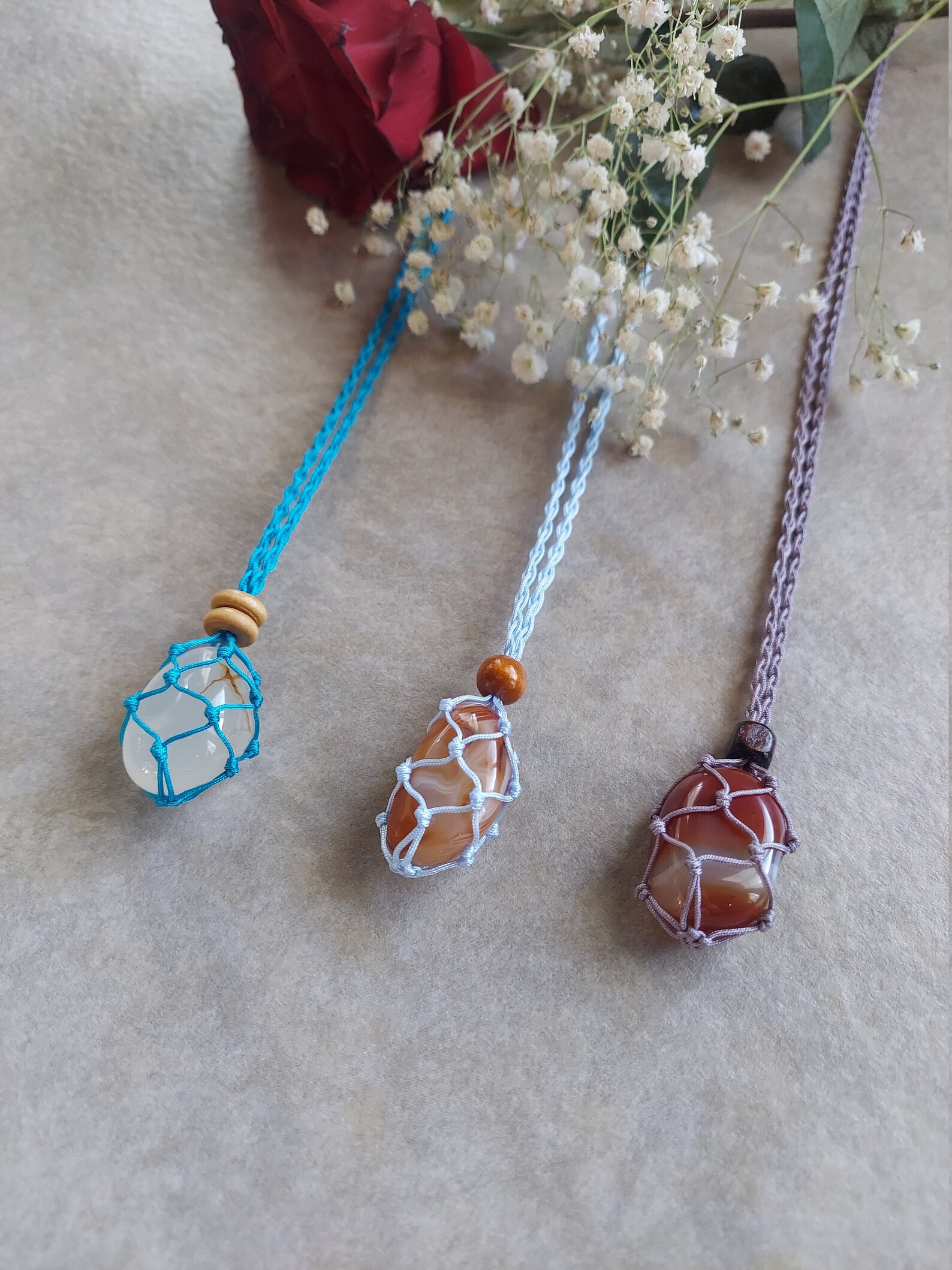 Handmade Macrame Crystal Holder Necklaceempty Stone Etsy Australia