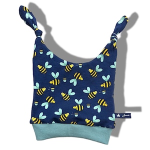 Czapka z węzłem „BeeHappy” | Turban | Czapki | Czapka Baby Hat Pszczoła Czarny Granatowy Żółty Pszczoły Hummel 37 39 41 43 45 47 49 51