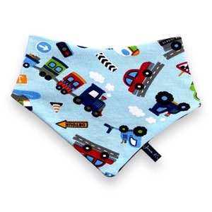 Triangular Scarf &quot;WheelAllrounder&quot; Vehicles Car Helicopter Scarf Bib Cloth Loop Neckerchief Baby Child Toddler Dark Blue Boy Blue