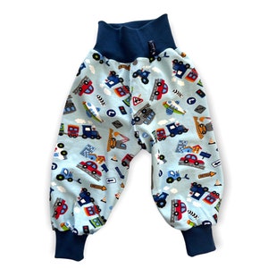 Pumphose &quot;WheelAllrounder“ Cars Vehicles Blue Light Blue Fire Brigade 62 68 74 80 86 92 98 104 110 116 122 128 Juna Children&#39;s Fashion Baby Pants