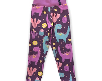 Leggings "SpinyDinos" dinosaur girls pink turquoise purple 62 68 74 80 86 92 98 104 110 116 122 128 Juna children's fashion harem trousers, pull-on trousers