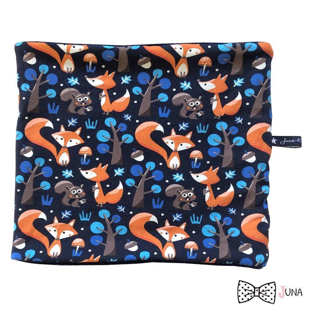 Loop Scarf BearLike Fox Foxes Winter Forest Animals Orange Blue Beanie hat suitable in the shop Juna Kids Fashion Loop Cloth Scarf