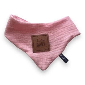 Muslin cloth "Hello Baby" pink plain triangular scarf loop scarf baby child toddler gift newborn gift triangular scarf bib