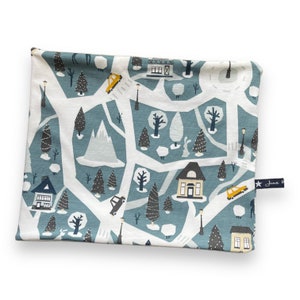 Loop Scarf &quot;Dusty Snow&quot; Winter Wonderland Snow Christmas Village Smoke Blue Light Blue Loop Scarf Scarf Beanie Hat Juna Baby Child Toddler