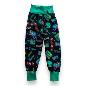 Calças Bloomers Gaming Baby Calças Infantis Playsi Gaming Console 62 68 74 80 86 92 98 104 110 116 122 128 Juna Moda Infantil Verde Preto