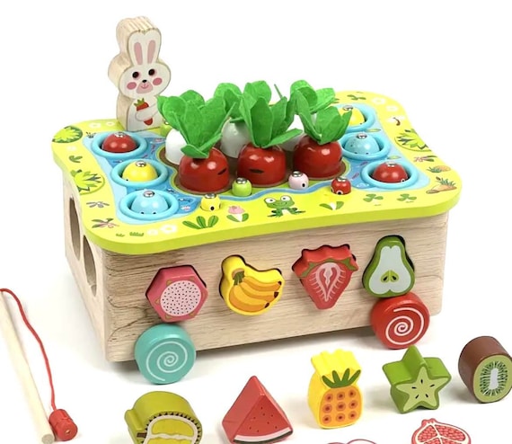 Juguete de madera juguete juego magnético Pascua regalo conejito