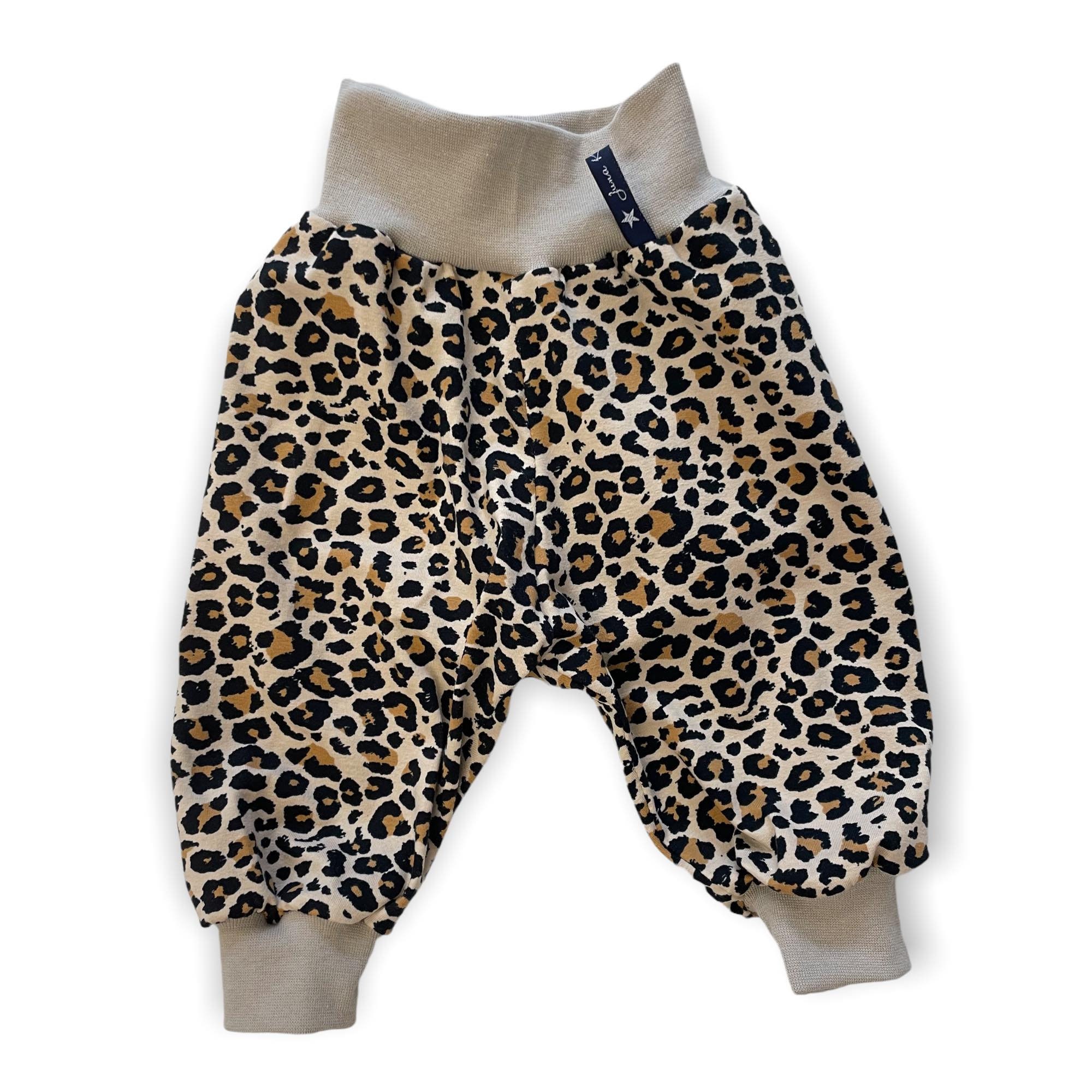 Babyhose Slim Pants Leopardenmuster Animalprint beige-schwarz