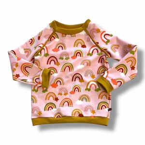 Raglan shirt &quot;Rainbows&quot; rainbow raglan sweater hoodie sweater sweat sweatshirt 56 62 68 74 80 86 92 98 104 110 116 122 128 134 140 pink