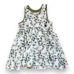 Muslin dress dungaree dress muslin eucalyptus leaf leaves wedding festive 62 74 80 86 92 98 104 110 116 122 128 mint white baptism