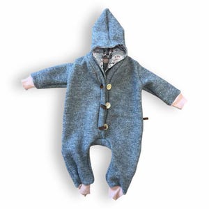 Walkoverall maat 62 - 68 Walksuit Overall Walk Jumpsuit Tuinbroek Romper Pak Babypak Grijs Lichtgrijs Natuurlijke Wol Walk