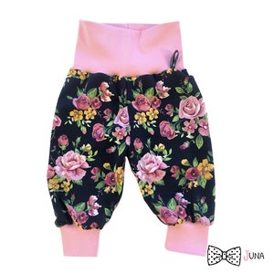 Pumphose &quot;ScentedRose&quot; Baby Pants Rose Roses Pink Blue 62 68 74 80 86 92 98 104 110 116 122 128 Juna Children&#39;s Fashion Pink Baby Pants Green