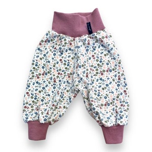 Pumphose &quot;Flowered&quot; Baby Pants Flowers Blossoms 62 68 74 80 86 92 98 104 110 116 122 128 Juna Leaves Old Pink Rosé Baby Pants Old Green