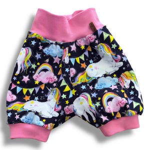 Short bloomers summer pants shorts unicorn unicorns rainbow pink colorful baby pants 62 68 74 80 86 92 98 104 110 116 122 128 Juna