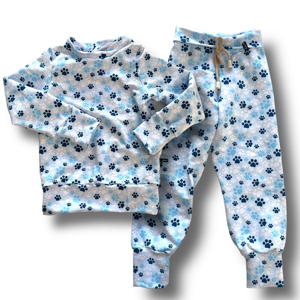 Tracksuit Light Blue Paws Dog Pumppants Sweatpants Sweater Sweatshirt Sweat Cord 2 Pieces Set Jogger Gift 56 62 74 128 86 98 110