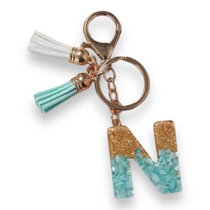 Llavero letra personalizada A B C D E F G H I J K L M N O P R S T U V W X Y Z brillo azul oro colgante regalo personal