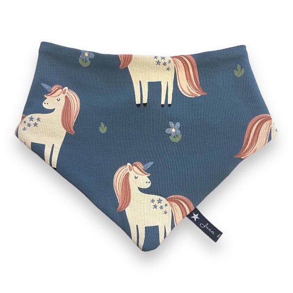 Dreieckstuch "GlitterUnicorns“ Einhorn Einhörner Glitzer Altrosa Rauchblau Jersey Schaltuch Lätzchen Tuch Loop Halstuch Baby Kind Kleinkind