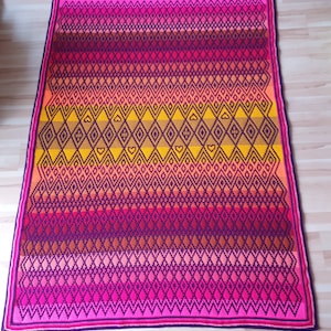 Handmade * Beautiful giant crochet Afghan Blanket &quot;QUEEN&quot; King Size approx. 155 cm x 200 cm Bedspread Sofa blanket Cuddly blanket