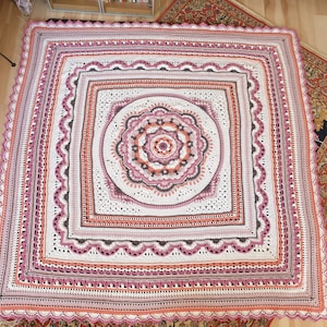 Hermosa manta de ganchillo enorme manta afgana "Arcadia" tamaño del rey 160cm x 160cm cubierta de la cama con almohada, algodón puro 100% algodón puro