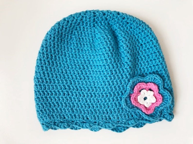 Baby hat turquoise head circumference 34-38 cm crocheted image 2