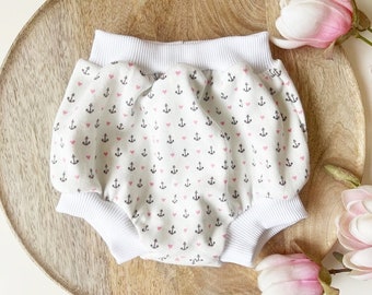 Luierbroekje 'ANKER & HEARTS' wit blauw roze baby kindermaat selecteerbaar!