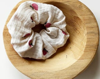 Scrunchie 'FRUITS - APPLE' Hair tie, double layered, natural