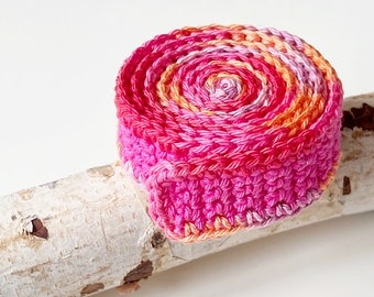 Schneckenband  Waldorf  'BÄNDERSCHNECKE'  gehäkelt  ca. 0,98 m  Pink Flieder  Apricot  Himbeer  Pink