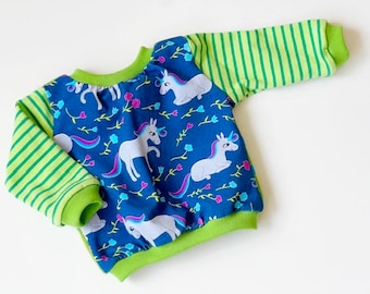 Puppenpullover  'EINHORN'  Blau