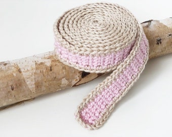 Ruban escargot Ruban Waldorf escargot au crochet environ 1,41 m rose/nature