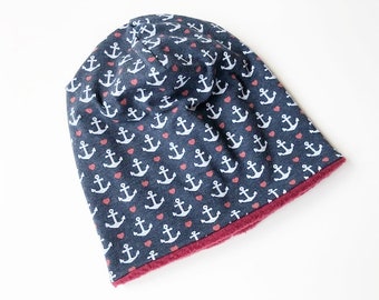 Wendebeanie  KU 49-54 cm  Anker & Herzen  Marine