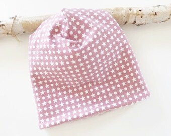 Wendebeanie  Stars and Dots  Altrosa