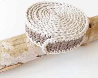 Schneckenband  Waldorf  Bänderschnecke  gehäkelt  ca. 1,48 m  Camel  Hellbeige