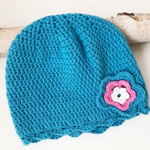 Baby hat turquoise head circumference 34-38 cm crocheted image 1