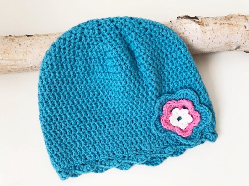 Baby hat turquoise head circumference 34-38 cm crocheted image 1