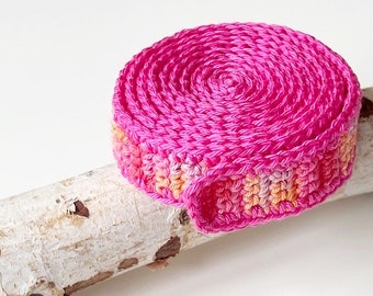 Schneckenband  Waldorf  'BÄNDERSCHNECKE'  gehäkelt  ca. 1,54 m  Flieder  Apricot  Himbeer  Pink