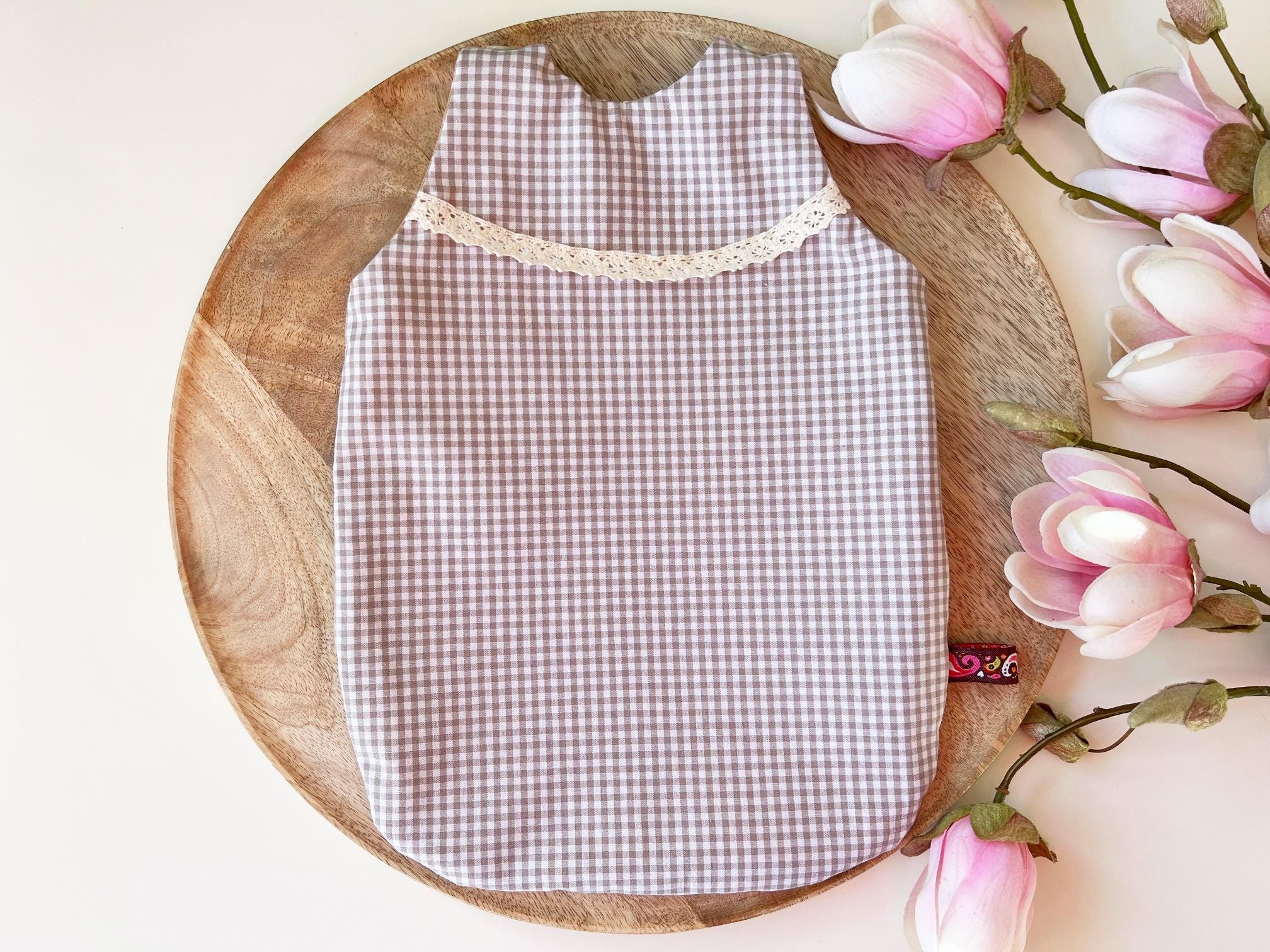 Doll sleeping bag 'SMALL CHECK' sand, size selectable!