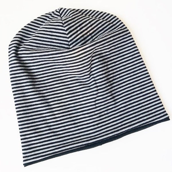 Bonnet 'STRIPES' noir/gris bonnet réversible pour enfant taille sélectionnable !