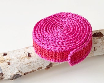 Schneckenband  Waldorf  'BÄNDERSCHNECKE'  gehäkelt  ca. 1,54 m  Feuerrot  Pink